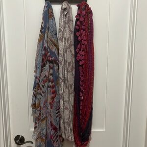 Set of three scarves. Two infinity style. In excellent condition.